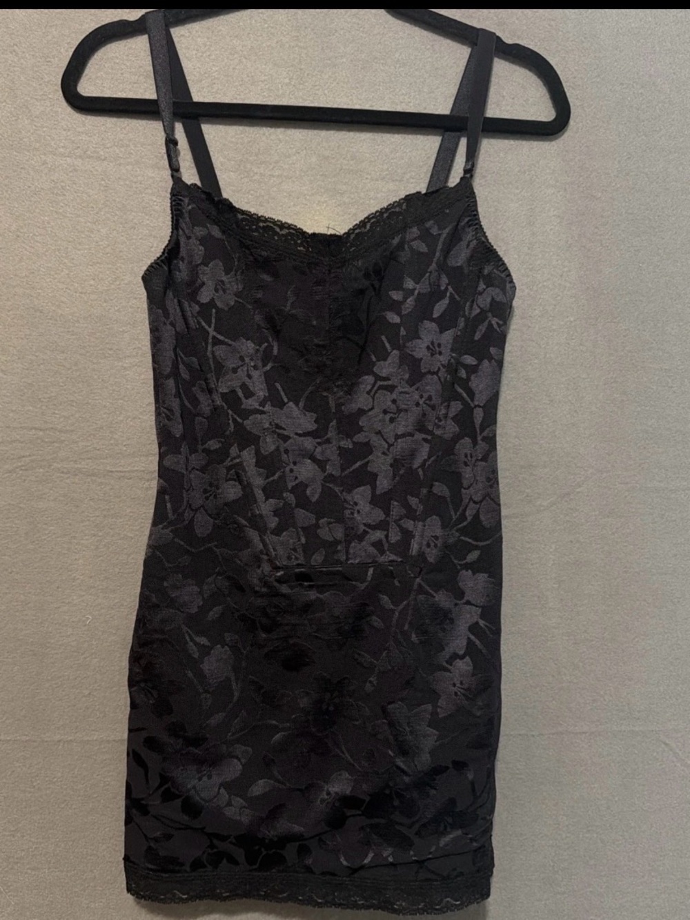 VTG Frederick’s Hollywood Black Floral Lace bodice bone structured slip dress M